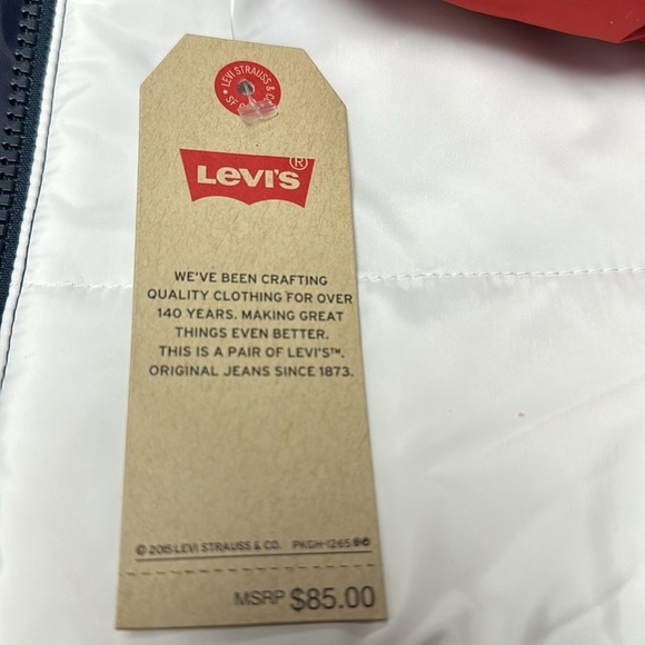Levi's hooded puffer coat boys M 10-12 yrs. NWT, Red, White & Blue, Warm - Picture 5 of 9